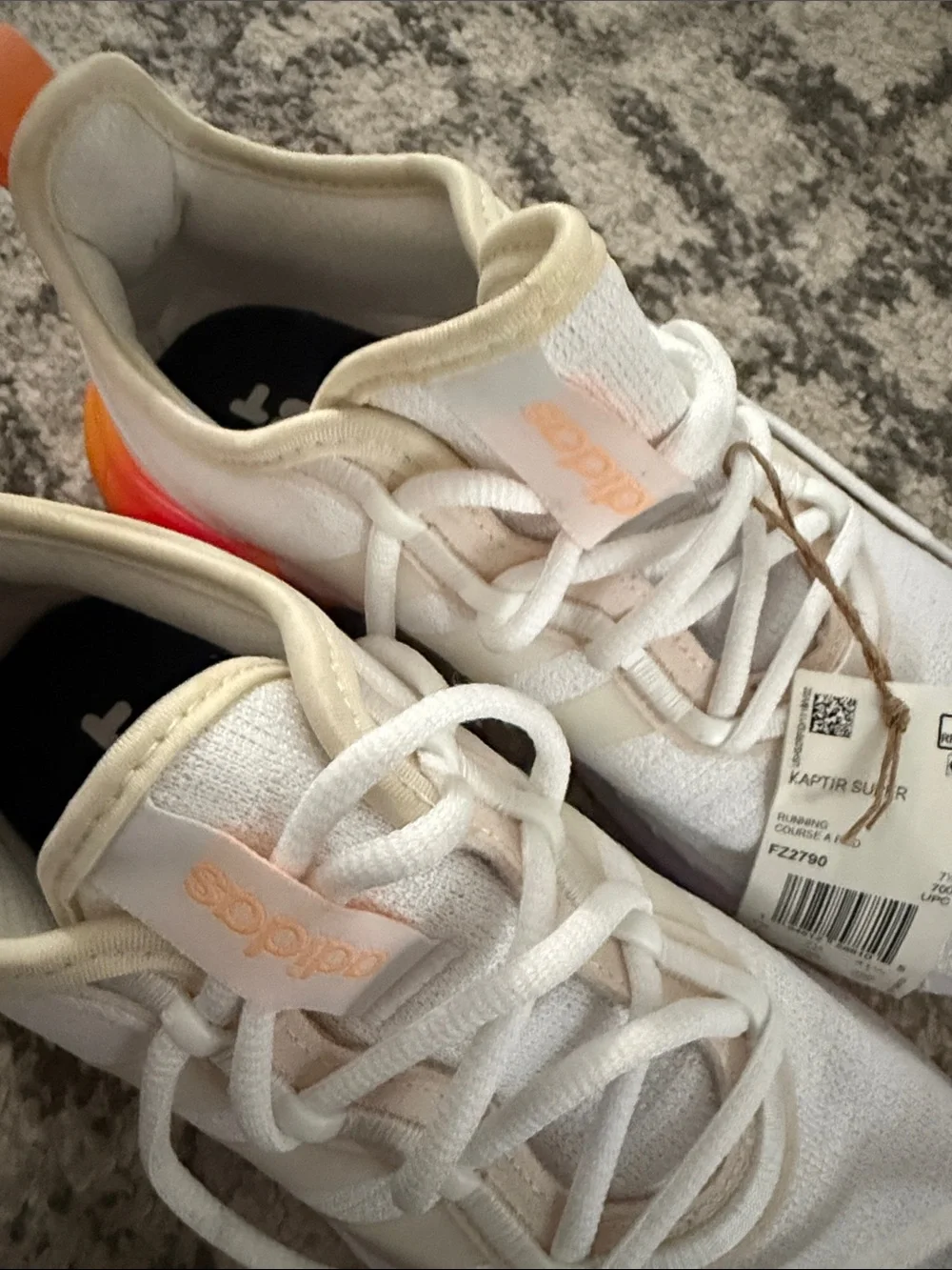 Women’s White Adidas’s Athletic Sneakers with Neon Accent
